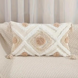 Teni | Tufted Cotton Cushion Cover with Geometric Pattern and Tassel Trim for Sofa and Bedroom