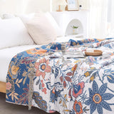 Veldry | Cotton Throw Blanket Floral Jacquard Sofa Blanket with Tassels for Living Room and Bedroom Decor