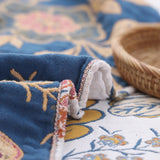 Veldry | Cotton Throw Blanket Floral Jacquard Sofa Blanket with Tassels for Living Room and Bedroom Decor