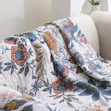 Veldry | Cotton Throw Blanket Floral Jacquard Sofa Blanket with Tassels for Living Room and Bedroom Decor