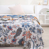 Veldry | Cotton Throw Blanket Floral Jacquard Sofa Blanket with Tassels for Living Room and Bedroom Decor