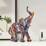 Talirae | Graffiti Elephant Figurine with Colorful Resin Street Art Design