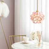 Norevia | Vintage Flower Glass Pendant Light with Brass Frame for Dining Rooms and Bedrooms