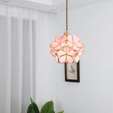 Norevia | Vintage Flower Glass Pendant Light with Brass Frame for Dining Rooms and Bedrooms