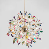 Norivana | Natural Agate Chandelier with Gold Frame for Elegant Living Spaces