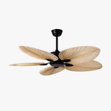 Tero | 132 cm Natural Palm Leaf Ceiling Fan with 6-Speed Remote Control for Living Room and Bedroom