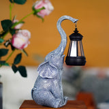 Celinea | Solar Elephant Garden Lamp with Warm White LED and Stone-Effect Finish for Patio and Garden