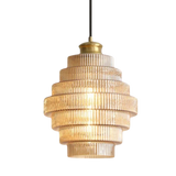 Elvoria | Architectural Glass Pendant Light with Layered Panels and Japandi Minimalist Design