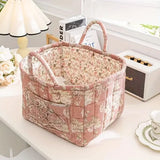 Loea | Country Style Floral Canvas Storage Basket for Clothing, Accessories and Bedroom Use