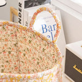 Loea | Country Style Floral Canvas Storage Basket for Clothing, Accessories and Bedroom Use