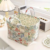 Loea | Country Style Floral Canvas Storage Basket for Clothing, Accessories and Bedroom Use