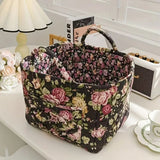 Loea | Country Style Floral Canvas Storage Basket for Clothing, Accessories and Bedroom Use