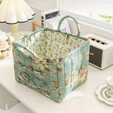 Loea | Country Style Floral Canvas Storage Basket for Clothing, Accessories and Bedroom Use