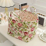 Loea | Country Style Floral Canvas Storage Basket for Clothing, Accessories and Bedroom Use