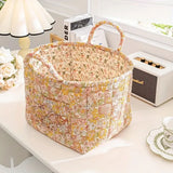 Loea | Country Style Floral Canvas Storage Basket for Clothing, Accessories and Bedroom Use