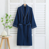 Navik | Waffle Cotton Bathrobe with Long Sleeves and Tie Belt for Bathroom and Bedroom Use