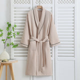 Navik | Waffle Cotton Bathrobe with Long Sleeves and Tie Belt for Bathroom and Bedroom Use