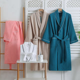 Navik | Waffle Cotton Bathrobe with Long Sleeves and Tie Belt for Bathroom and Bedroom Use