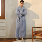 Belin | Flannel Bathrobe with Shawl Collar, Belt and Pockets for Bathroom and Relaxation at Home