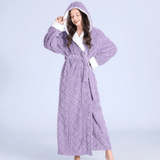 Sorinel | Hooded Knit Bathrobe with Two Front Pockets and Loose Fit for Bathroom and Bedroom
