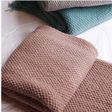Merique | Warm Knitted Acrylic Blanket with Honeycomb Texture and Fringes for Living Room, Bedroom and Reading Corner