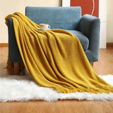 Merique | Warm Knitted Acrylic Blanket with Honeycomb Texture and Fringes for Living Room, Bedroom and Reading Corner