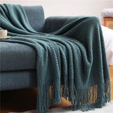 Merique | Warm Knitted Acrylic Blanket with Honeycomb Texture and Fringes for Living Room, Bedroom and Reading Corner