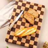 Melo | Acacia Wood Chopping Board with Checkerboard Pattern for Kitchen Prep and Food Serving