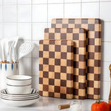 Melo | Acacia Wood Chopping Board with Checkerboard Pattern for Kitchen Prep and Food Serving
