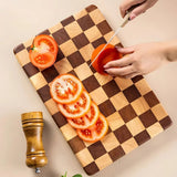 Melo | Acacia Wood Chopping Board with Checkerboard Pattern for Kitchen Prep and Food Serving