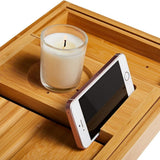 Davel | Extendable Solid Wood Bath Tray with Book Stand and Glass Notch for Bathtub Use