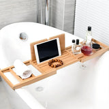 Davel | Extendable Solid Wood Bath Tray with Book Stand and Glass Notch for Bathtub Use