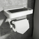 Davi | Black Stainless Steel Toilet Roll Holder with Shelf for Modern Bathroom and WC Walls