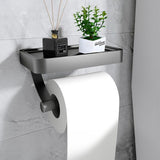 Davi | Black Stainless Steel Toilet Roll Holder with Shelf for Modern Bathroom and WC Walls