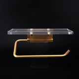 Korin | Wall-Mounted Metal Toilet Paper Holder with Integrated Shelf in Gold and Silver for Bathroom