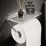 Korin | Wall-Mounted Metal Toilet Paper Holder with Integrated Shelf in Gold and Silver for Bathroom