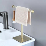 Selorik | Freestanding Towel Rack with Weighted Base in Black, Gold and Silver for Bathroom and Guest WC