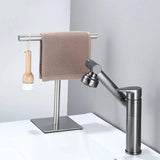 Selorik | Freestanding Towel Rack with Weighted Base in Black, Gold and Silver for Bathroom and Guest WC