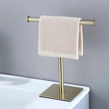 Selorik | Freestanding Towel Rack with Weighted Base in Black, Gold and Silver for Bathroom and Guest WC