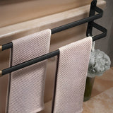 Loran | Matte Black Aluminium Wall-Mounted Towel Rack with Three Bars for Bathroom and Laundry Room