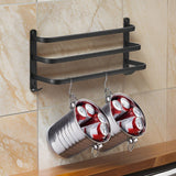 Loran | Matte Black Aluminium Wall-Mounted Towel Rack with Three Bars for Bathroom and Laundry Room