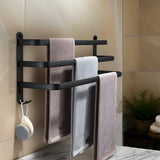 Loran | Matte Black Aluminium Wall-Mounted Towel Rack with Three Bars for Bathroom and Laundry Room