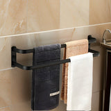 Loran | Matte Black Aluminium Wall-Mounted Towel Rack with Three Bars for Bathroom and Laundry Room