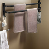 Loran | Matte Black Aluminium Wall-Mounted Towel Rack with Three Bars for Bathroom and Laundry Room