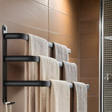Loran | Matte Black Aluminium Wall-Mounted Towel Rack with Three Bars for Bathroom and Laundry Room