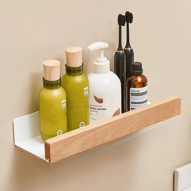 Wooden Bathroom Shelf No-Drill Installation 10