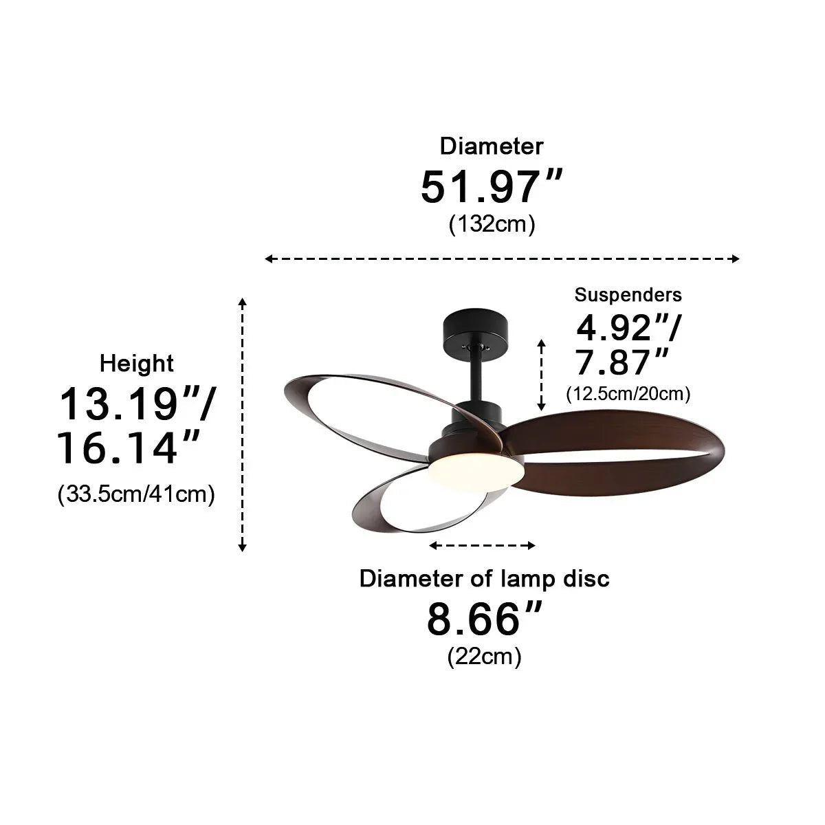 Modern Wooden Blade Ceiling Fan with Dimmable LED 11
