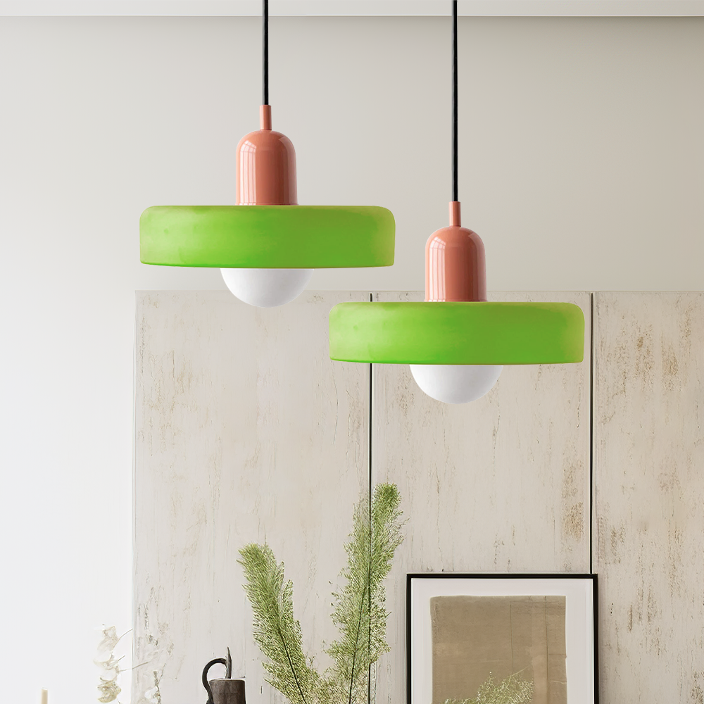 Bauhaus Glass Pendant Light with Ring Shade 13