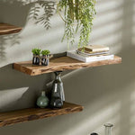 Acacia Wood Wall Shelf with Industrial Design 14