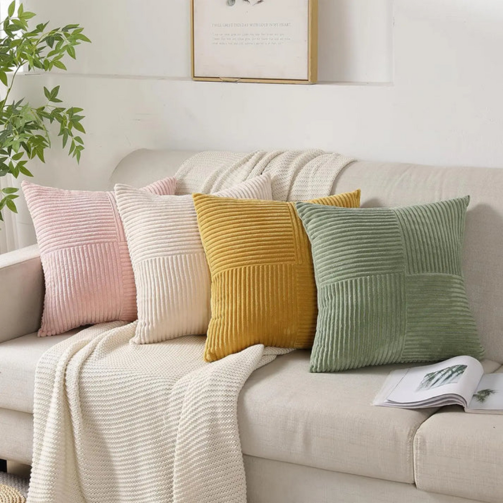 Barrow soft plush decorative cushion styled on a sofa